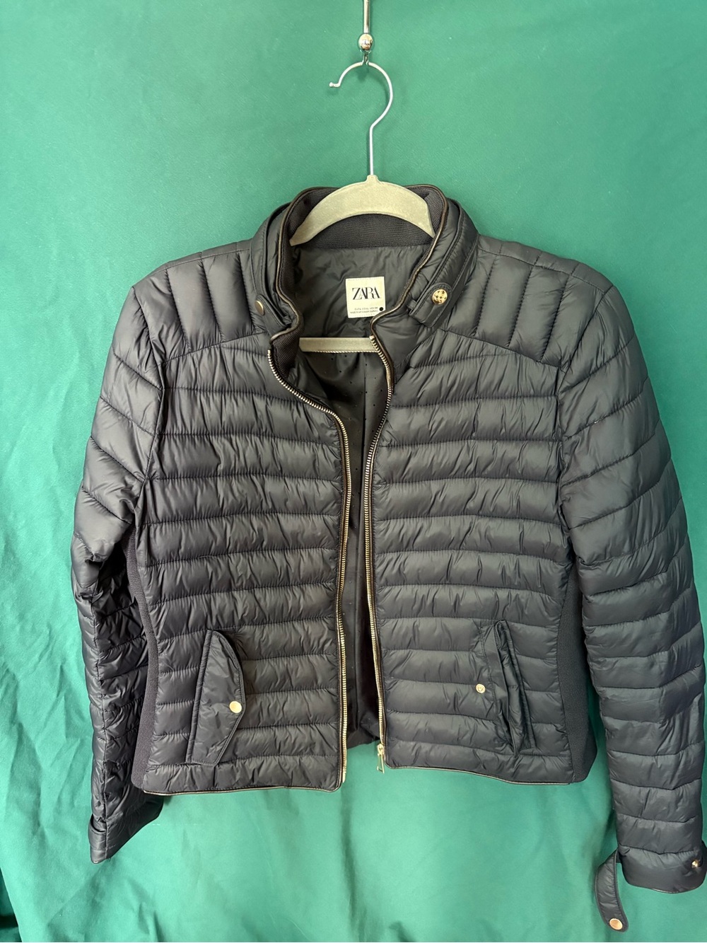 Zara Black Lightweight Quilted Puffer Jacket